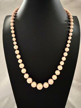 Vintage Peach Graduated Bead Necklace 24 inch Faceted Disco Ball Lightweight
